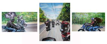 Original Realism Motorcycle Paintings by Natalia Rezanova