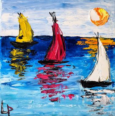 Print of Impressionism Sailboat Paintings by Lisa Prokopetc