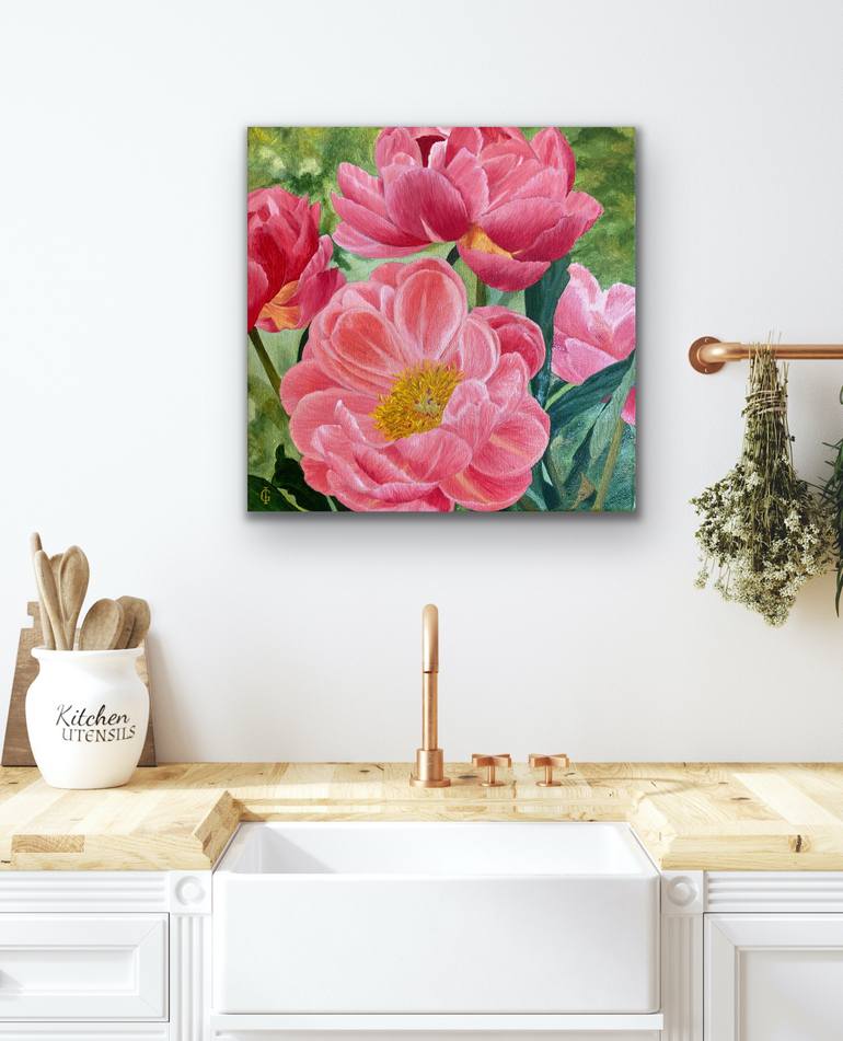 Original Modernism Floral Painting by Ieva Graudina