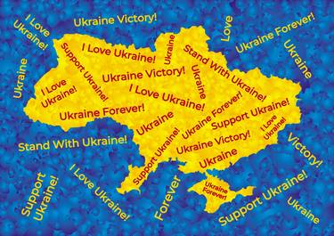 Map of Ukraine with inspiring life-affirming texts thumb