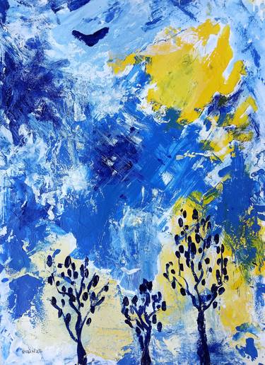 Yellow-blue abstract landscape. Ukrainian colors thumb