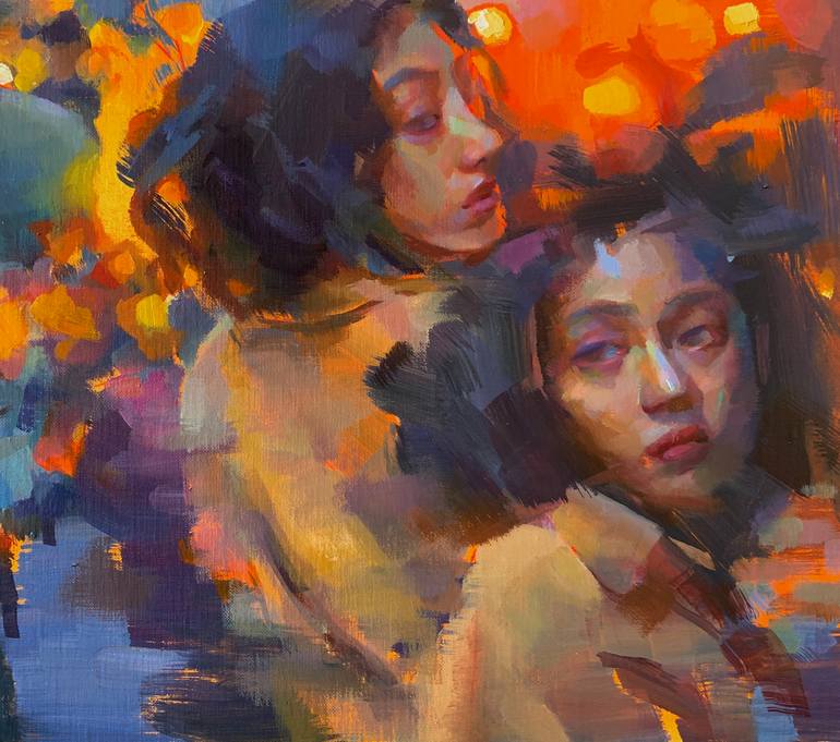 Original Abstract Expressionism People Painting by Shelly Wan