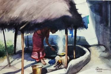 Original Rural life Painting by Sankarshan Parua