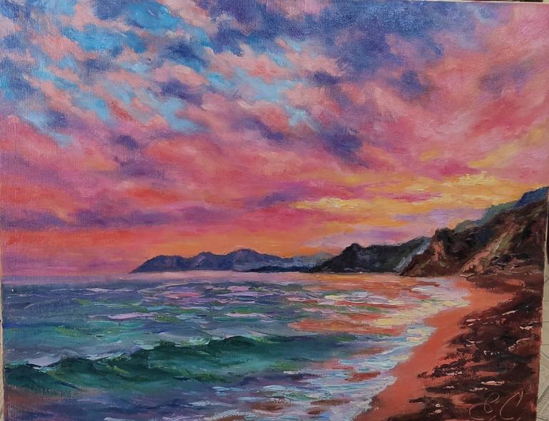 Original Impressionism Seascape Painting by Elena Safonova