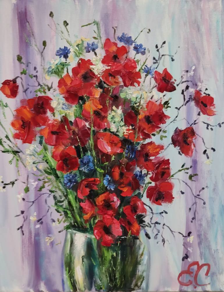 Original Fine Art Floral Painting by Elena Safonova