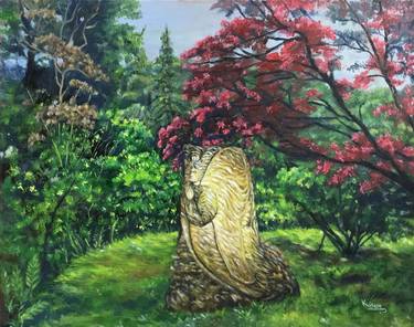 Original Fine Art Garden Paintings by Kiran Zaidi