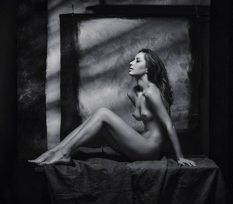 Artistic Porn Photography Studio - Wall Art print MXI31845: Woman sitting naked on a posing table in artist  studio Fine art nude Photography by MaximImages Wall Art | Saatchi Art