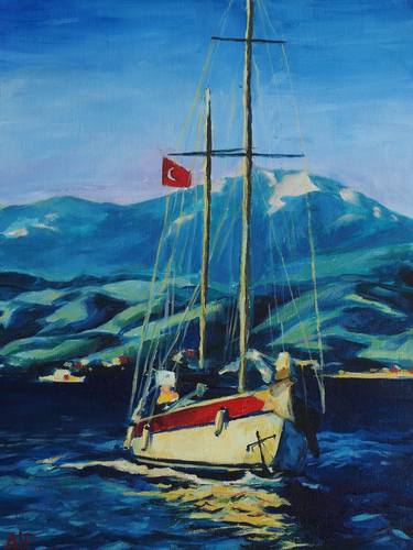 Print of Fine Art Sailboat Paintings by Alfia Koral