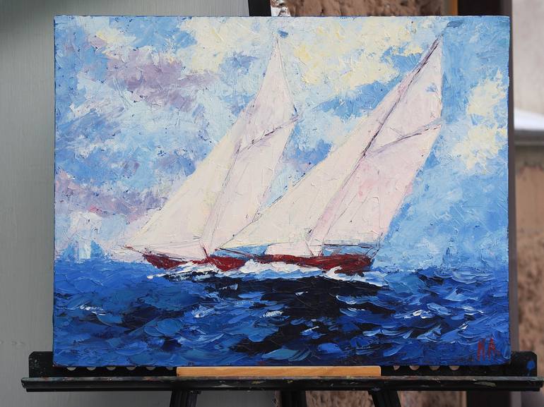 Original Expressionism Seascape Painting by Alfia Koral