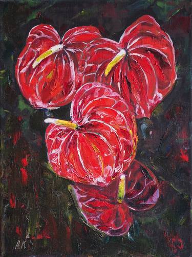Original Expressionism Floral Paintings by Alfia Koral