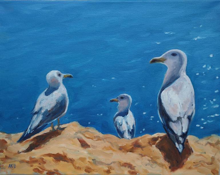 How To Paint A Landscape With Sea Sand And Seagulls In Acrylic 