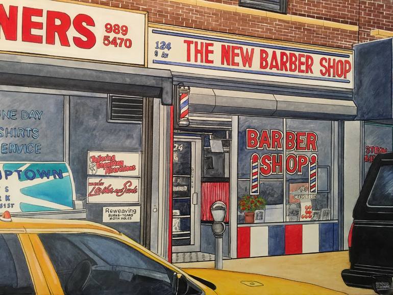 The New Barber Shop, New York City Painting by Howard Newman | Saatchi Art