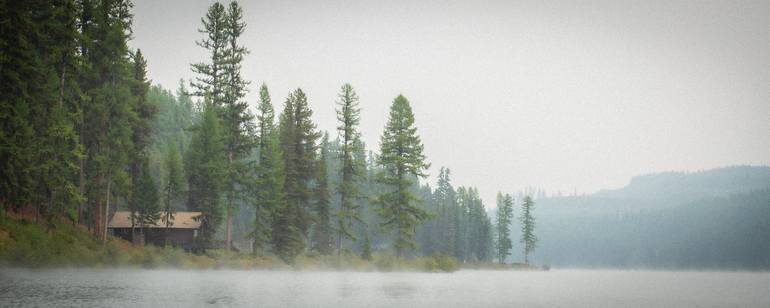 Original Landscape Photography by Rex Gelert | Impressionism Art on Canvas | Morning Fog on the Lake