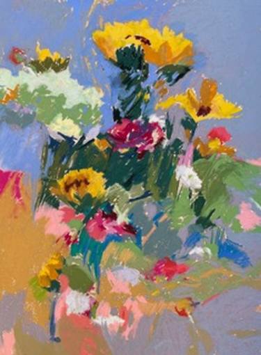 Original Impressionism Floral Drawings by Maryellen Goetz