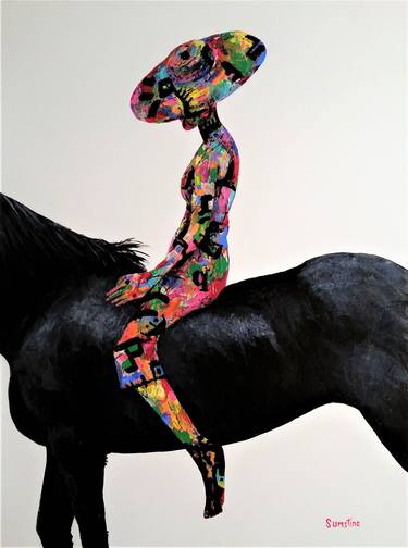 Original Abstract Horse Paintings by Wayne Sumstine