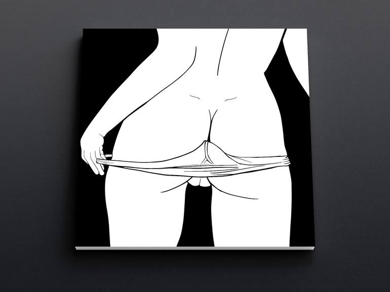Nude female take off panties - minimal nude art