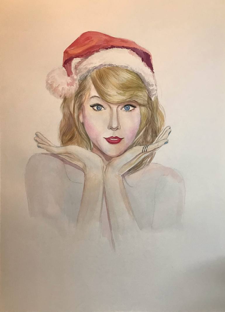 Taylor Swift Handmade Color Pencil/watercolor Drawing 