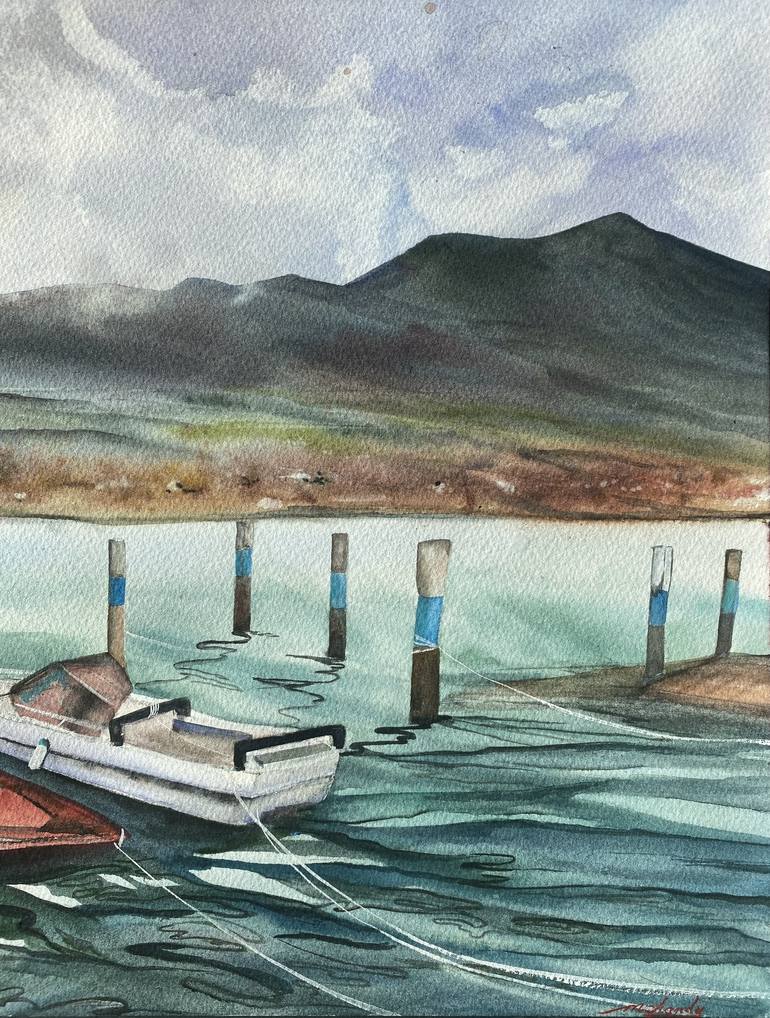 Original Realism Boat Painting by Maria Chandy