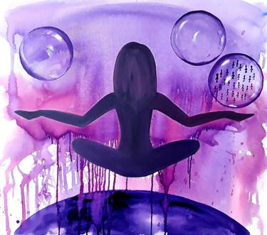 Saatchi Art Artist Olga Minina; Paintings, “High Introvert – Original Concept Art Purple meditation” #art