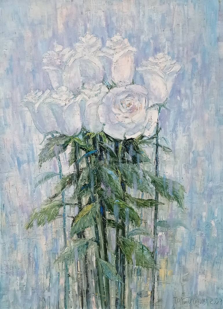 my white roses Painting by Irina Tolstikova | Saatchi Art
