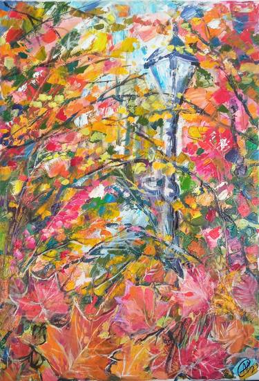 Fall Park Autumn Forest Oil Painting thumb
