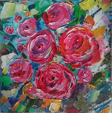 Pink Flowers Oil Painting Expression Floral thumb