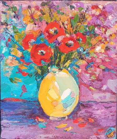 Summer Fields Inspired Floral Abstract Bouquet Still Life thumb