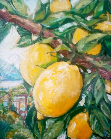 Positano Lemon Tree Amalfi Coast Painting Original thumb