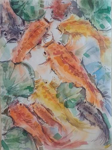 Print of Abstract Fish Paintings by Alina Skorokhod