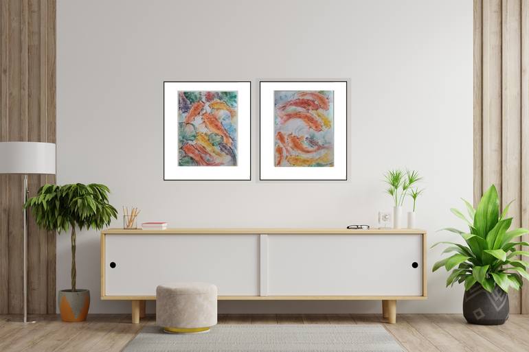 Original Abstract Fish Painting by Alina Skorokhod