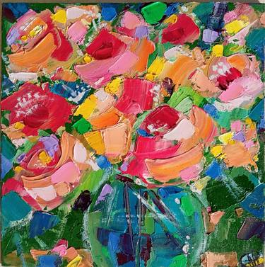 Boho Roses in vase  fwall art thumb