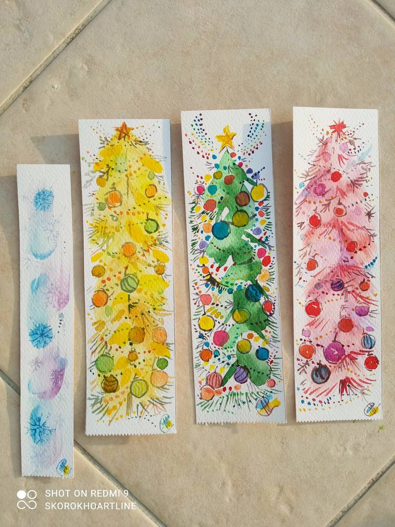 Christmas-Tree,Watercolor,Colourful,Dazzling,Impressionism