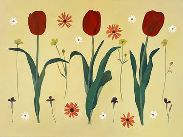 Original Modern Floral Paintings by Yoojin Shin
