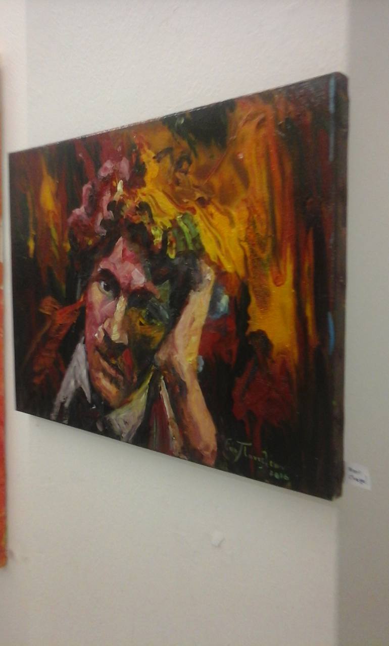 Original Expressionism Portrait Painting by Evi Panteleon Painter