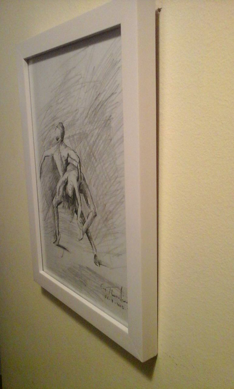 Original Impressionism People Drawing by Evi Panteleon Painter