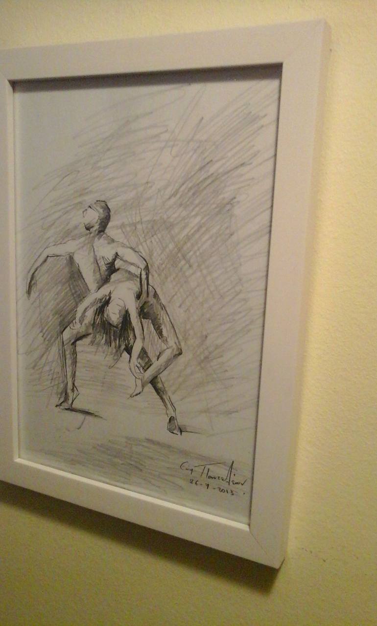 Original Impressionism People Drawing by Evi Panteleon Painter