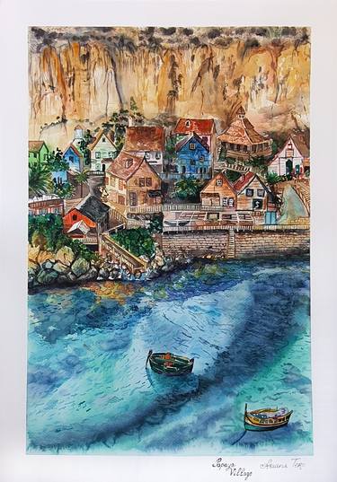 Malta original watercolor thumb