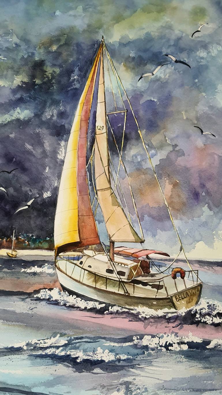 Original Abstract Boat Painting by Ariana Tero