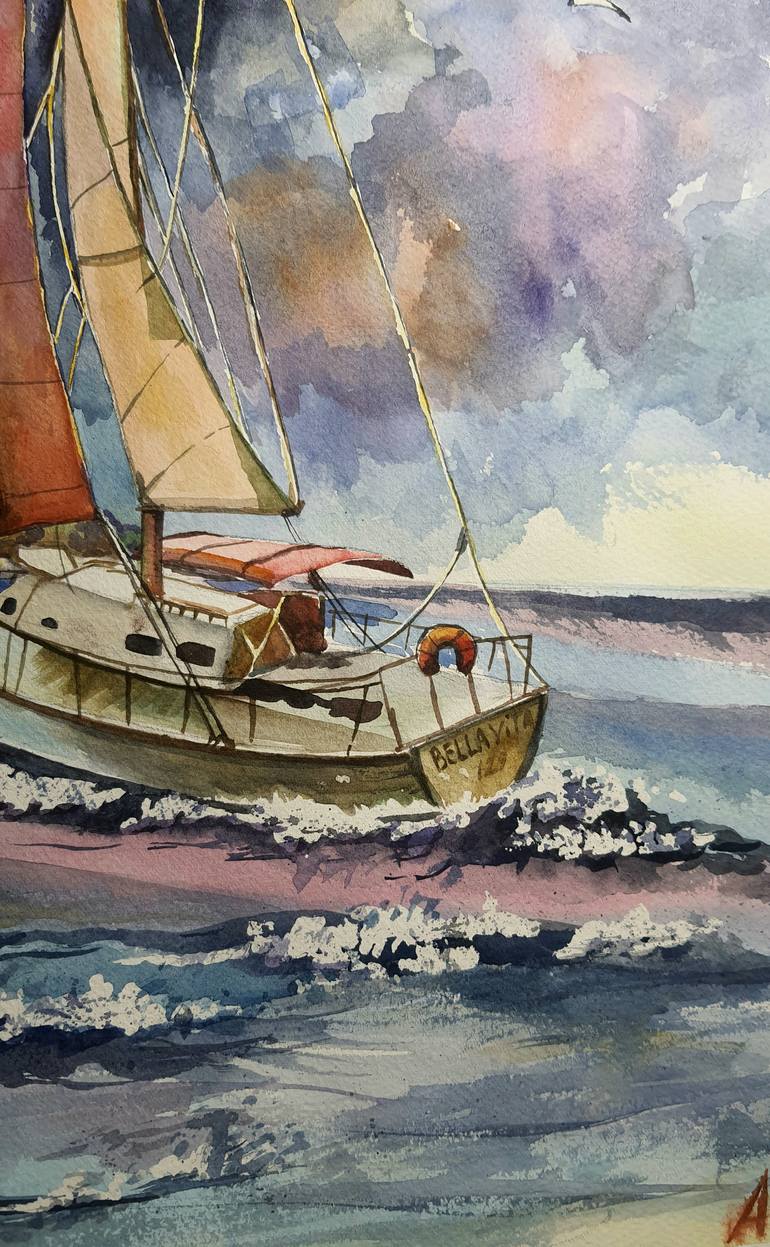 Original Abstract Boat Painting by Ariana Tero