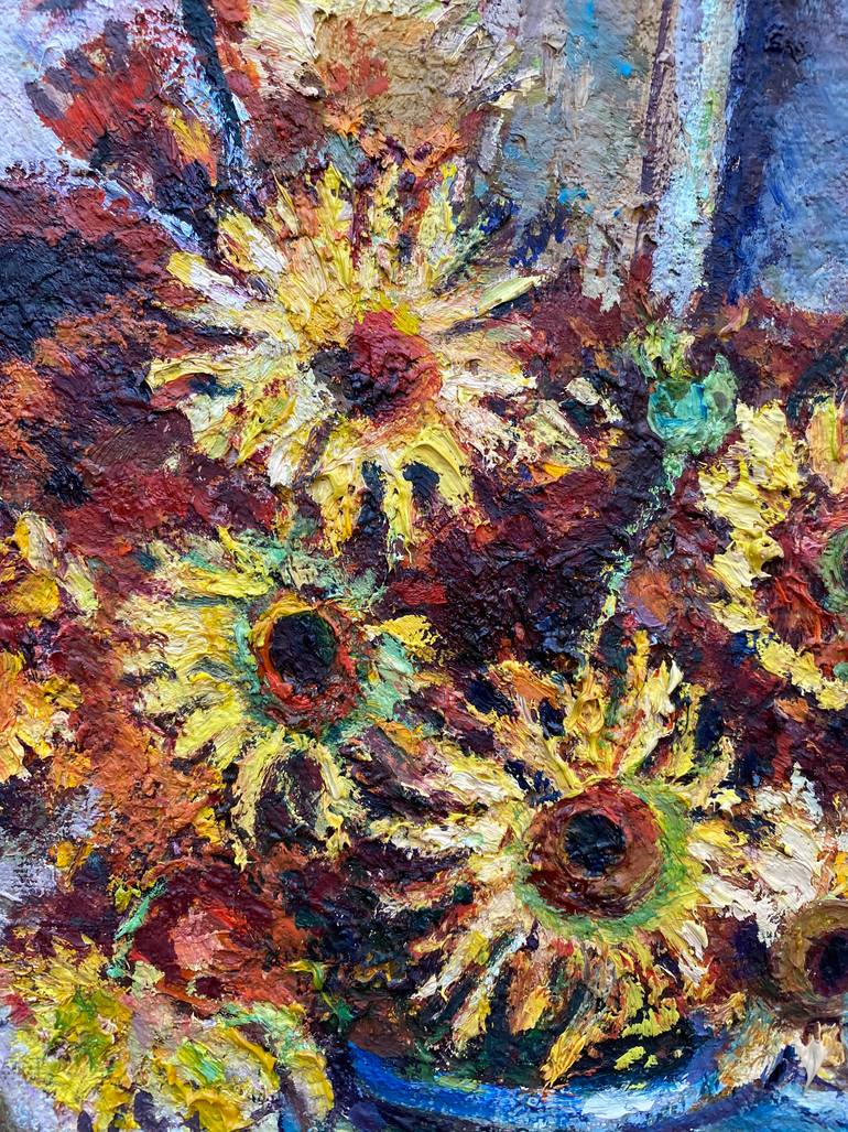 Original Impressionism Floral Painting by Zurab Sharvadze