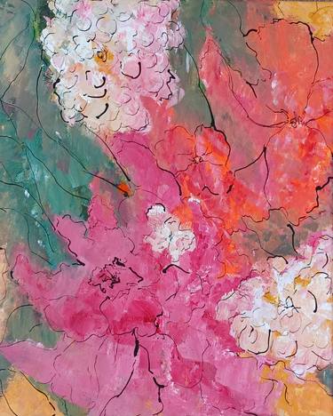 Original Abstract Expressionism Floral Paintings by Letizia Nelson