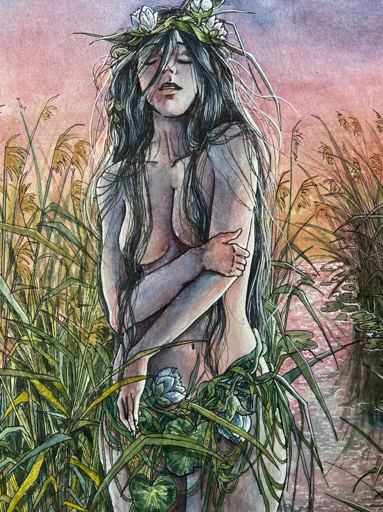 Original Folk Women Drawing by Diana Hryshchenkova