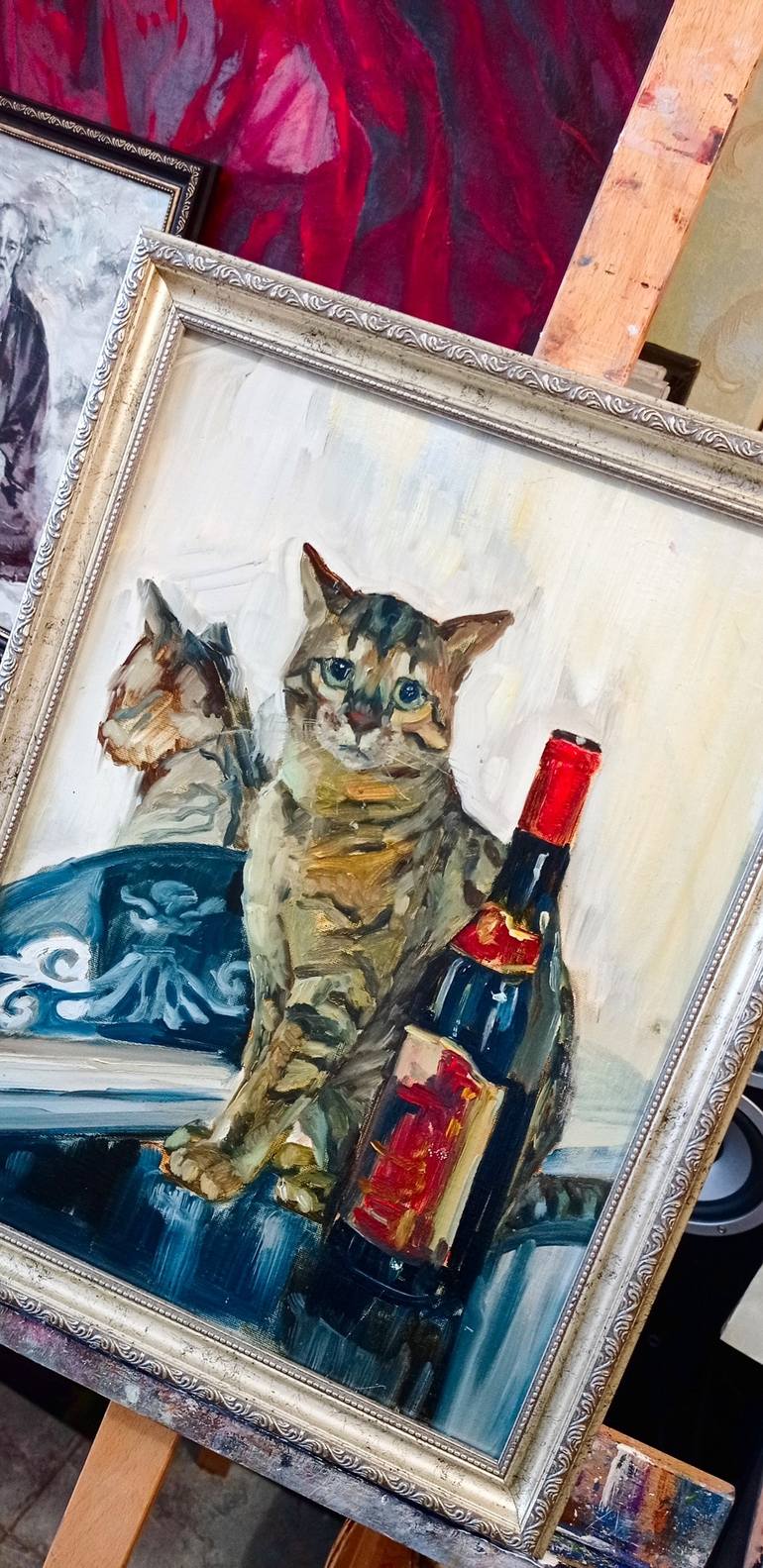 Original Realism Cats Painting by ALINA OLENINA ART