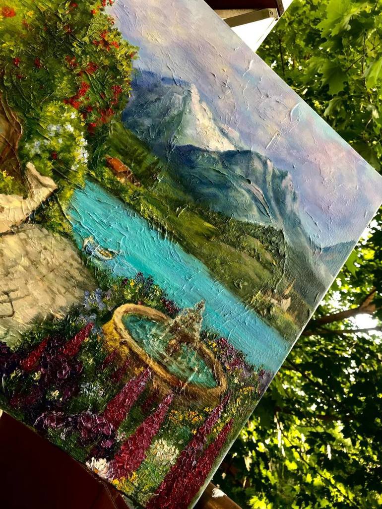 Original Impressionism Aerial Painting by ALINA OLENINA ART