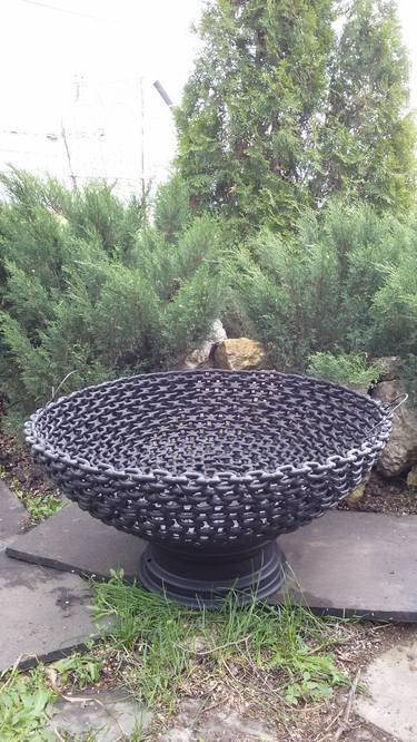 Fire pit, hearth, fireplace made of metal "Sea" thumb