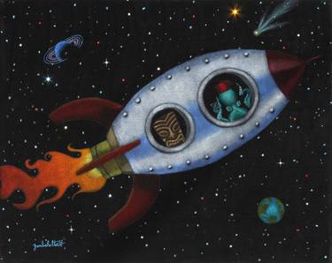 Print of Pop Art Outer Space Paintings by Diane Shilkitus