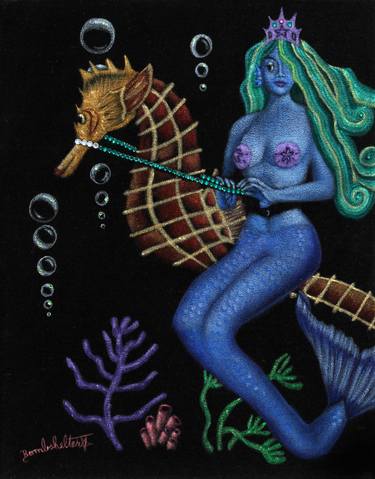Mermaid Black Velvet Painting thumb