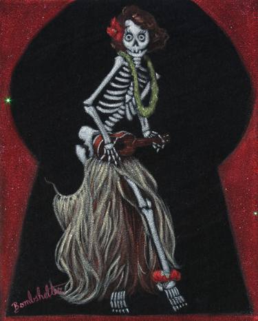 Hula Ghoul III Black Velvet Painting thumb