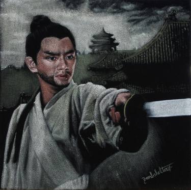 Wang Yu in "The One-Armed Swordsman" Black Velvet Painting thumb