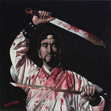 Jimmy Wang Yu in "Beach of the War Gods" Black Velvet Painting thumb